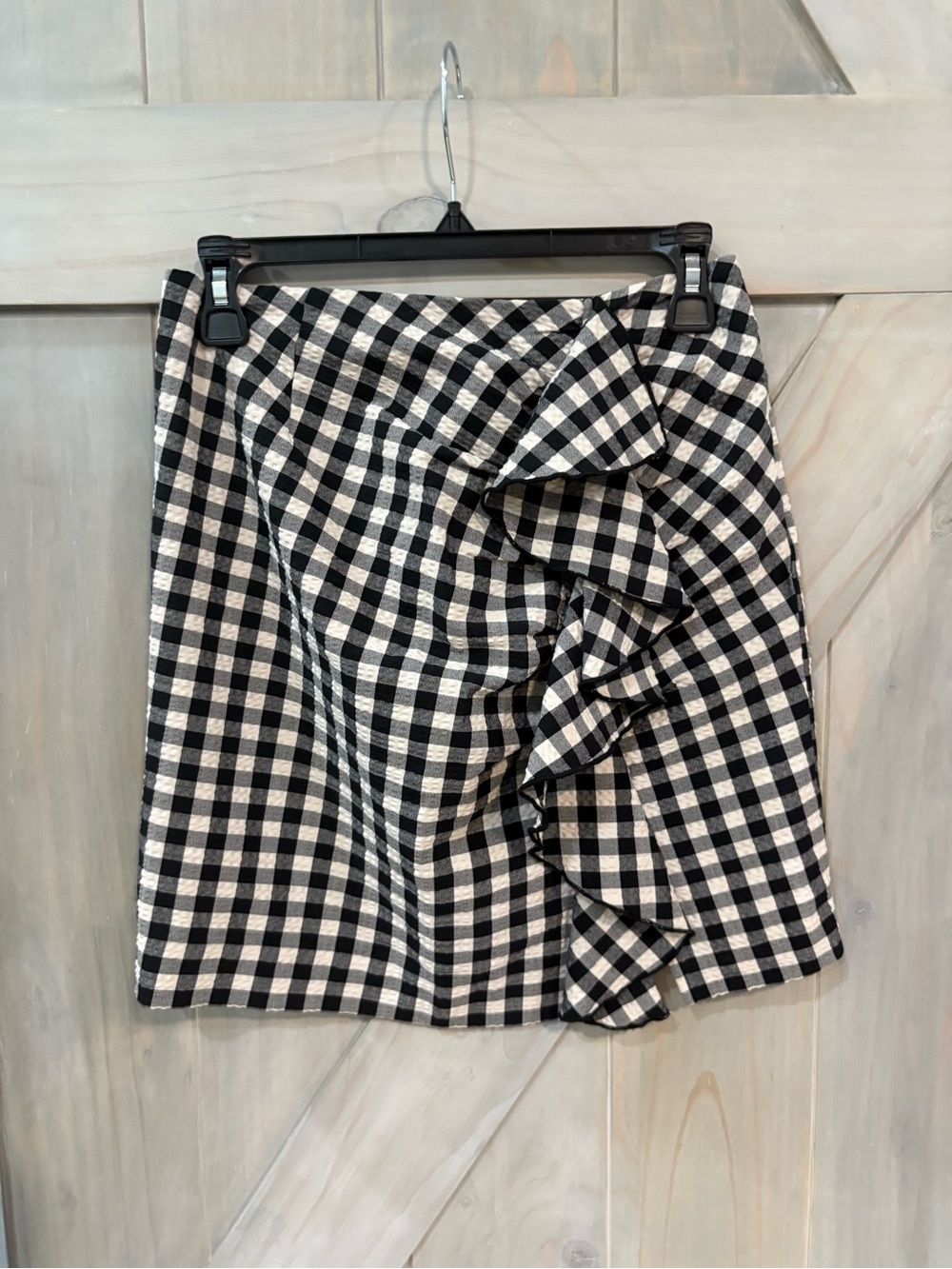 Black and Cream Gingham Ruffle Skirt